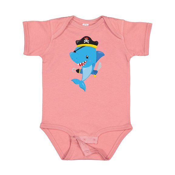 Inktastic Pirate Shark, Cute Shark, Little Shark, Blue Shark Boys or Girls Baby Bodysuit