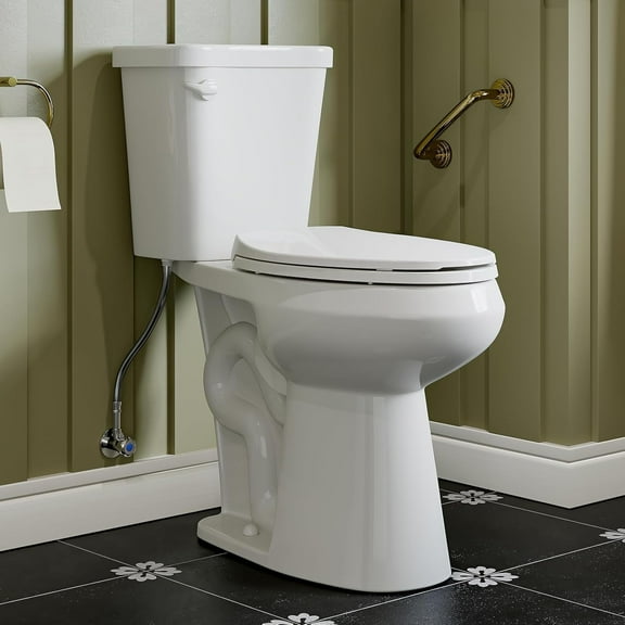 HOROW Two-Piece Elongated Single Flush Toilet 19 Inch 1.28 GPF 12" Rough In with SoftClose Seat