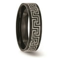 thumbnail image 4 of Grey Titanium Ring Band Wedding Black IP-plated Greek Key Laser Etched 6mm Brushed Polished, 4 of 6