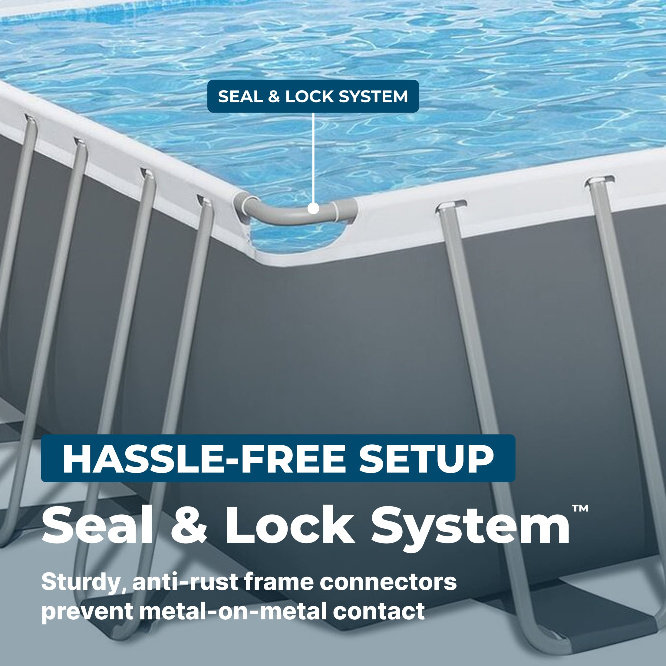 Bestway Power Steel Metal Frame Above Ground Pool - 31.3' x 16' x 52", Gray