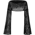 thumbnail image 4 of Women’s Cropped Knit Shrug Top Lightweight Bell Sleeve Summer Cover-Up, Soft Breathable Cropped Cardigan Shrug for Casual & Beach, Cropped Shrug Women, 4 of 7