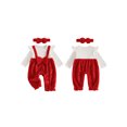 thumbnail image 2 of Cjfdfy Newborn Girl Christmas Fall Outfit Christmas Bow Plush Patchwork Jumpsuit Long Sleeve Ribbed Romper With Bow Headband Cute My First Christmas Fall Winter Outfit, 2 of 9