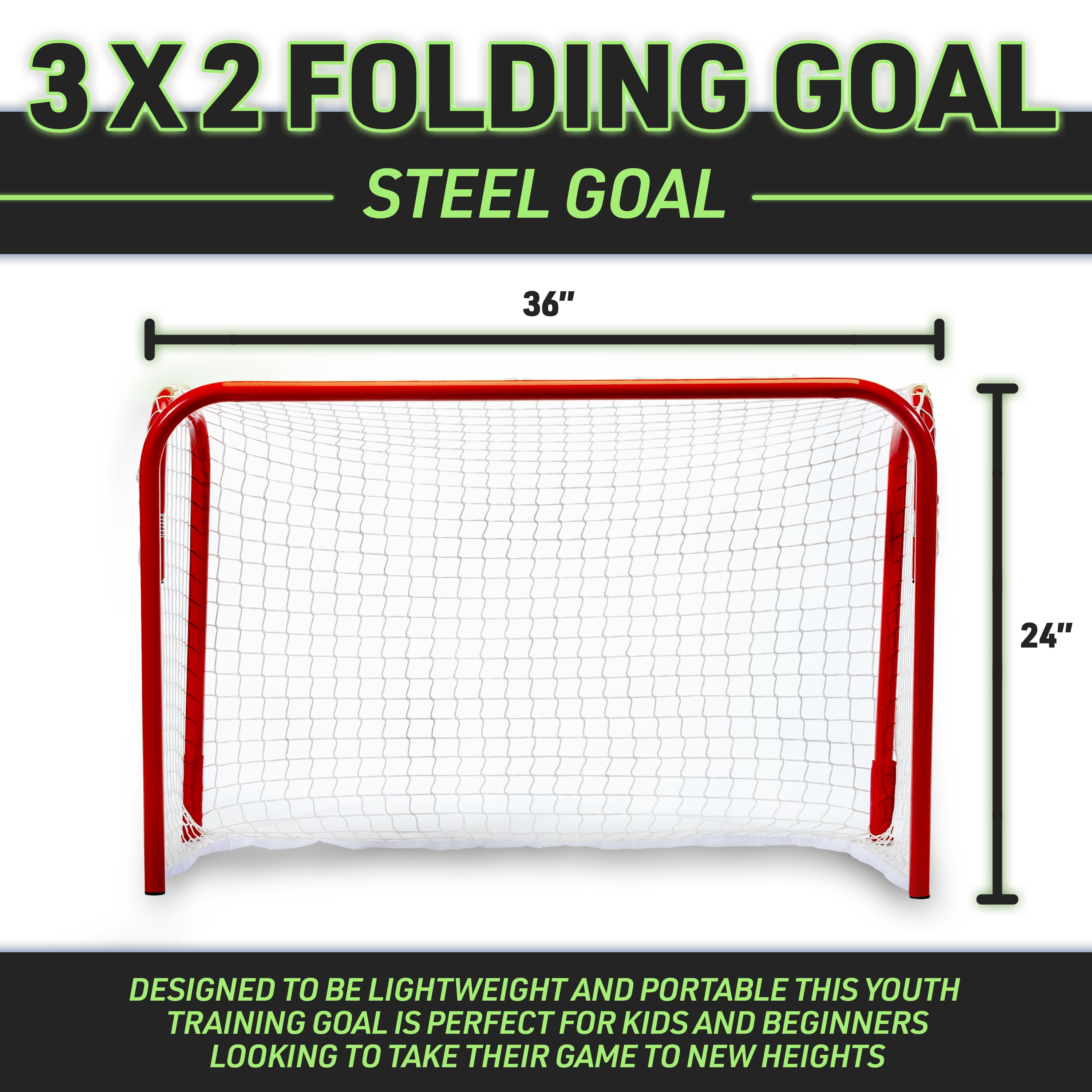 Franklin Sports Kids Mini Street Hockey Goal - Portable Folding Steel Floorball Goal - 36" x 24"