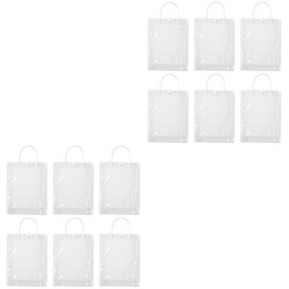 WORGEOUS 12 pcs  Blank PVC Tote Bags Clear Handbag Parent-child DIY Painting Tote Bags