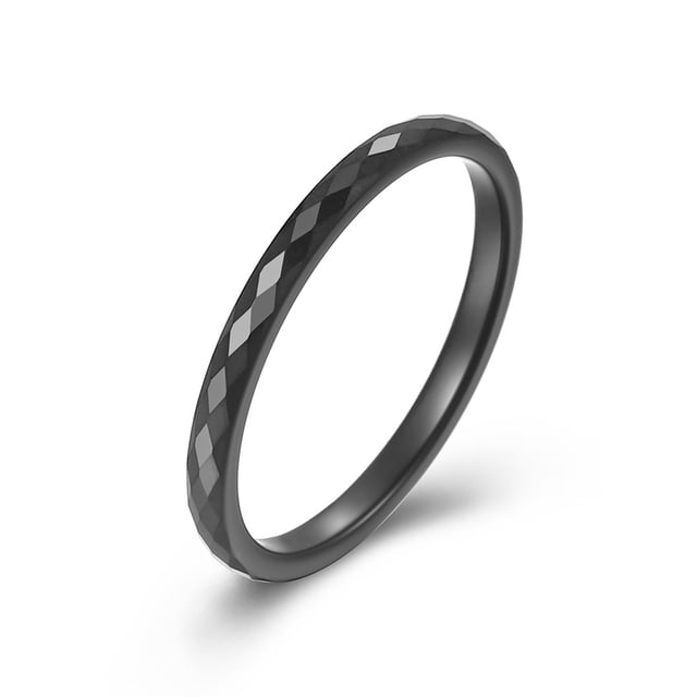 Anillo de acero de tungsteno con corte de diamante simple, estilo neutro, apilable, de moda, anillo liso, joyería de oro y tungsteno