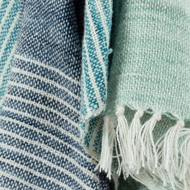 HomeRoots Blue And Green Woven 100% Poly Pet Throw Blanket