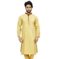 thumbnail image 6 of Atasi Classic Beige Men's Dupion Kurta Pyjama Party Wear Designer Shirt-M, 6 of 7