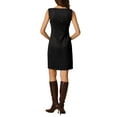 thumbnail image 3 of INSPIRE CHIC Women's Faux Suede Dress Boat Neck Sleeveless Sheath Dresses M Black, 3 of 6