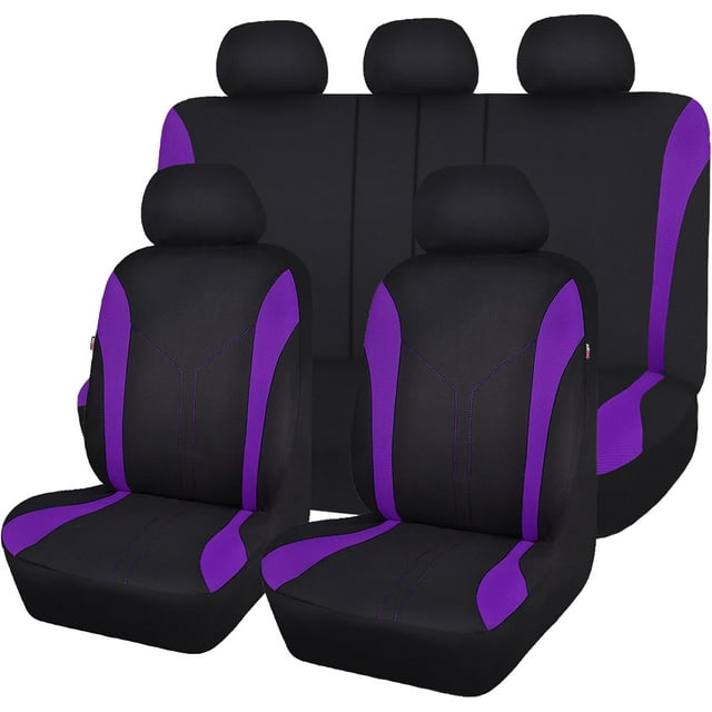 Car Seat Covers Front Seats and Rear Bench Air Mesh Fabric Rear Bench Split Polyester Easy Installation SUV CAR Woman Lady Femal ( Mint Full Set)