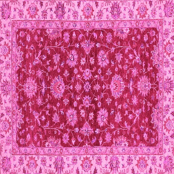 Ahgly Company Indoor Square Oriental Pink Traditional Area Rugs, 4' Square