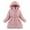 Pink, variant on Coerni Girls' Winter Jacket Padded Hooded Parka with Detachable Hood Faux Collar Outerwear Teens Belt Pockets Zip Up Warm Coats