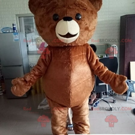 Plump and touching brown teddy bear mascot