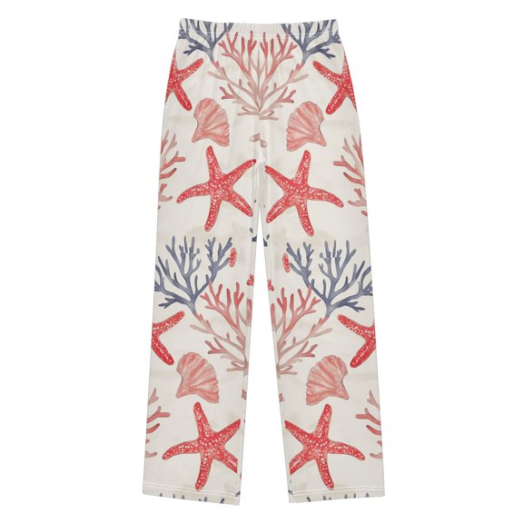 FORMRS Boys Pajama Pants with Pockets Size 6-8Y Kids Lounge Sleep Bottoms, Starfish Seashell
