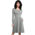 thumbnail image 2 of Made by Johnny Women's Comfy Casual Long Sleeve Flowy Dresses Loose Plain Dress with Pockets XXXL HEATHER_GREY, 2 of 6