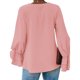 thumbnail image 1 of Blusa de manga larga con volantes, blusa informal con cuello en V para mujer, camisa con cuello en V, durabilidad probada en el tiempo, 1 of 5