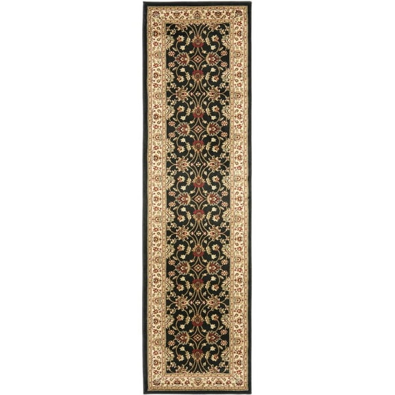 SAFAVIEH Lyndhurst Miah Floral Border Runner Rug, Black/Ivory, 2'3" x 16'