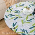 thumbnail image 3 of GFDYREE Round Vinyl Fitted Tablecloth with Flannel Backing Elastic Edge Plastic Table Cover Waterproof Table Cloth Stain-Resistant Wipeable for 45"-56" Round Table, 3 of 7