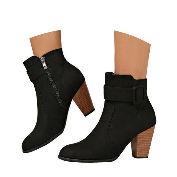 Dress Boots for Women Bride Wedding Suede Pointed Toe Block High Heel Winter Fall Ankle Booties