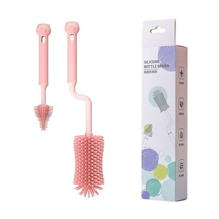 KDFWDM Silicone Baby Bottle Brush Set, Cleans Deep Container Nipple Brush, Rubber Cleaning Kits Wash Infant Pacifier Teat Nozzle or Breast Pump