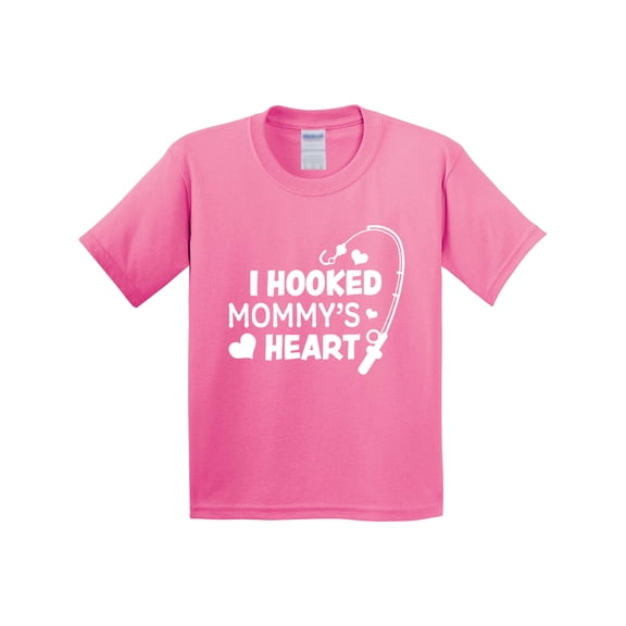 Inktastic I Hooked Mommy's Heart with Fishing Rod Youth T-Shirt