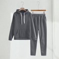thumbnail image 2 of YHCY Women 2 Piece Hoodie Jogger Sweatsuit Set Fall Casual Hooded Sweatshirt Basic Elastic Waisted Wide Leg Sweatpant Lounge Sets Casual Trendy Suits Travel Vacation Turtleneck Grey S, 2 of 8