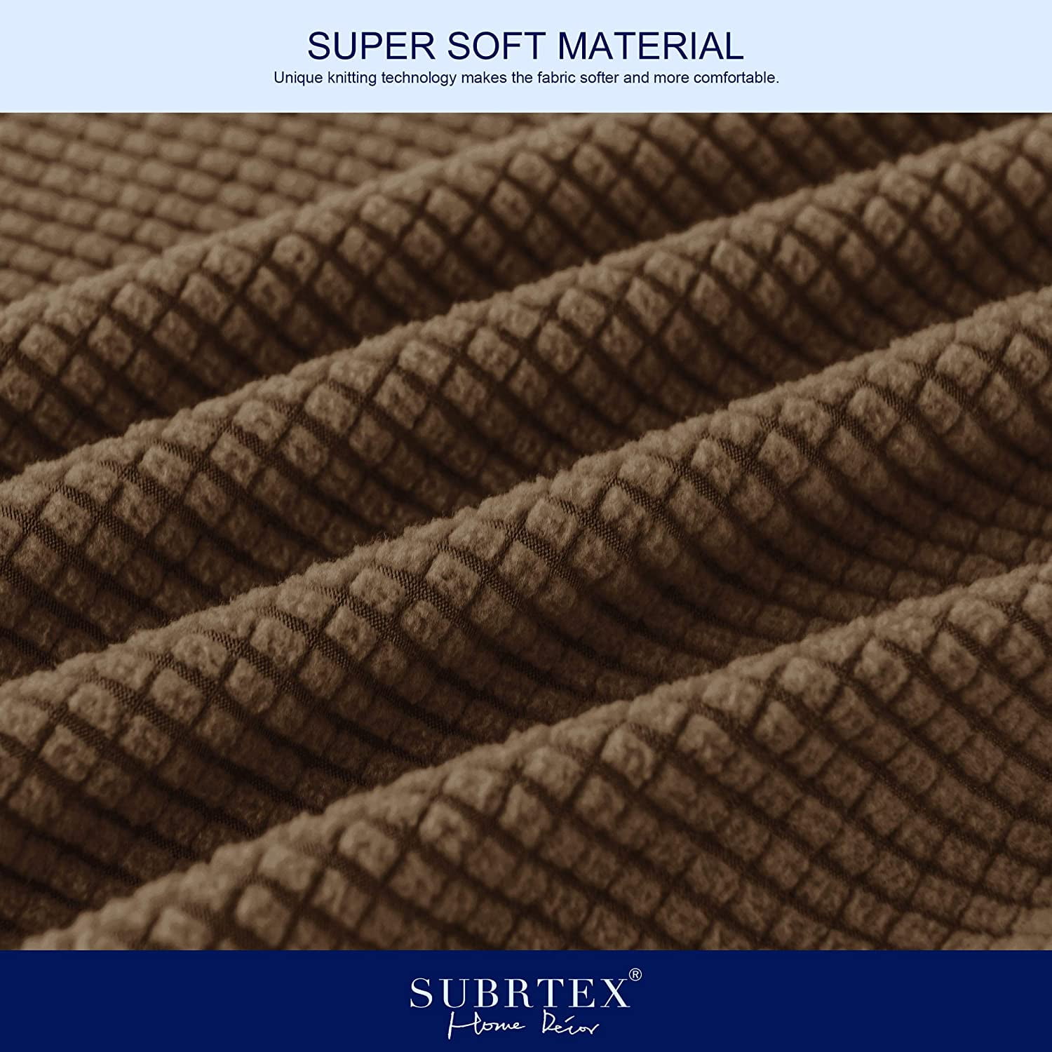 Subrtex 4-Piece Stretch Textured Grid Sofa Cover Slipcover,Separate Cushion Cover(Coffee, Sofa)