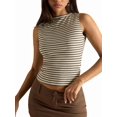 thumbnail image 5 of Tank Tops for Women Summer Boat Neck Sleeveless Casual Basic Ribbed Slim Fitted Shirts Dark Brown S, 5 of 10