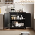 thumbnail image 2 of Acekid Boho Wooden Coffee Bar Cabinet,Rattan Sideboard Buffet Cabinets with Storage,Farmhouse Kitchen Accent Storage Cabinet for Dining Room,Living Room,Black, 2 of 7