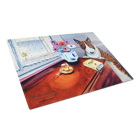 Caroline's Treasures 7249LCB Bull Terrier Glass Cutting Board Large, 12H x 16W, multicolor