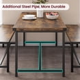 thumbnail image 4 of 3-Piece Rustic Brown Dining Table Set for 4, Rectangular Wooden Kitchen Table with 2 Benches, Space-Saving Dinette Furniture for Apartment, Small Space and Home, 4 of 6