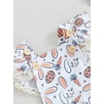 thumbnail image 4 of Bagilaanoe Newborn Easter Outfits Baby Girl Rompers Dress Print Fly Sleeve Bodysuits + Headband 3M 6M 12M 18M Infant Patchwork A-line Dresses, 4 of 8