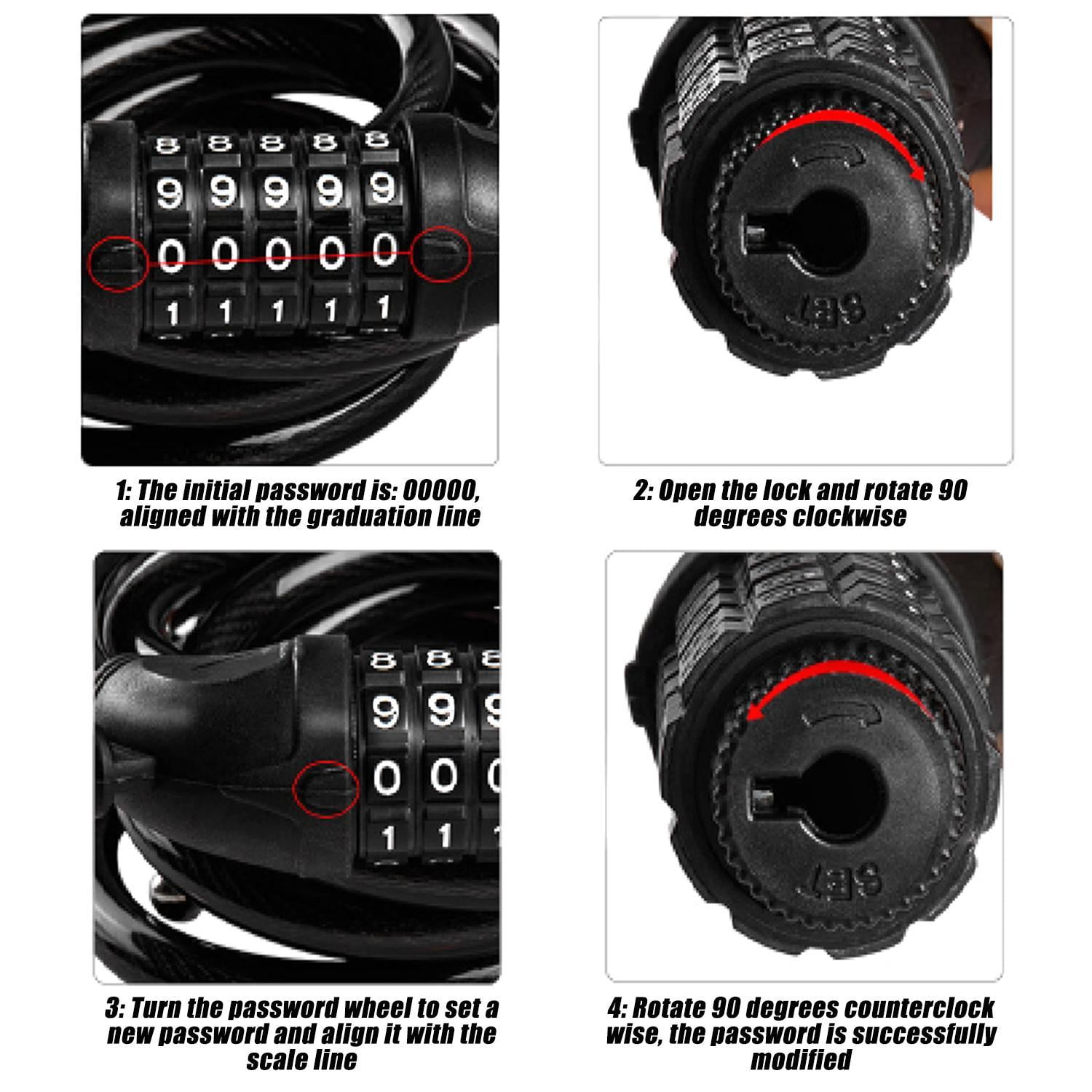 Security 5 Digit Resettable Combination Coiling Bike Cable Lock Bicycle Chain Vici