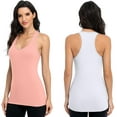 thumbnail image 4 of Attraco Women's Racerback Tank Tops Cotton Wide Strap Yoga Workout Undershirt Pack of 2, 4 of 7