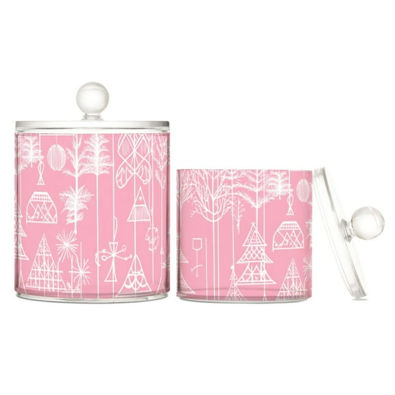 Whimsical Holiday Designs Translucent Plastic Cotton Swabs Canisters Large Medium Set