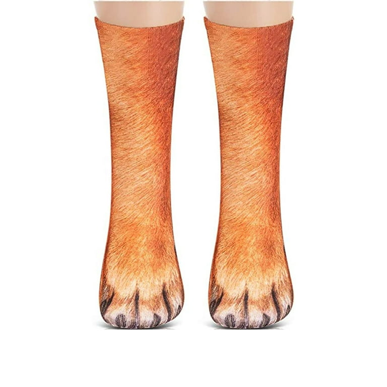 Funny Socks Adult Kids Elastic Sock Animal Paw Feet Crew 3D Print