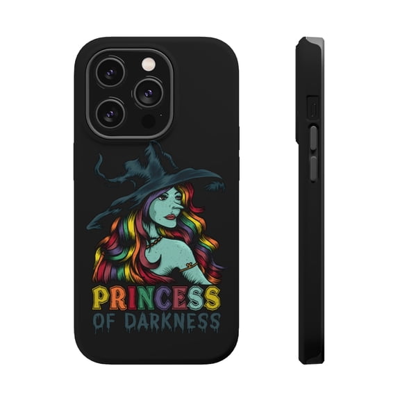 DistinctInk Tough Case for Apple iPhone 15 PRO (6.1" Screen), Compatible with MagSafe Charging - Princess Of Darkness