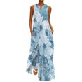 thumbnail image 1 of Gibobby Vestido largo de verano para mujer Vestido largo adecuado para mujer, vestido largo elegante suelto a la moda de verano para mujer, vestidos florales (Azul,M), 1 of 5