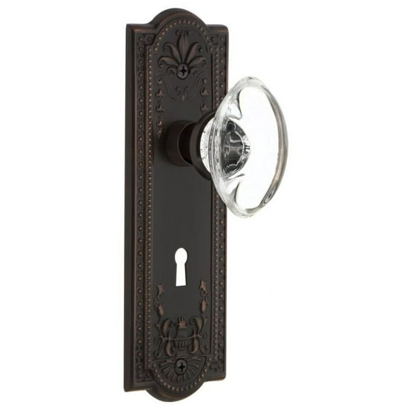 Nostalgic Warehouse Meaocc_Dp_Kh Vintage Oval Egg Clear Crystal Dummy Door Knob Set -