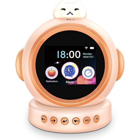 AI Kids Alarm Clock with ChatGPT - Smart Voice Control Alarm Clock for Toddlers, Ok-to-Wake Sleep Trainer with Night Light, Music & Time Learning, Gift for Boys Girls Ages 3-12