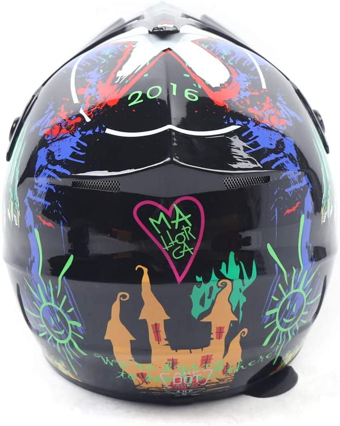 Aiqidi Youth Kids Motocross Helmet Unisex Off Road Helmet Offroad Helmet Muti-Color Helmet Set with Goggles Glove DOT Motocross ATV Dirt Bike Helmet Kit (Size 1/ M)