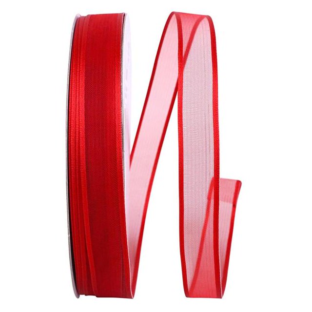 Reliant Ribbon 25771W-020-03K 0.625 in. Charlize Transparent Satin Filaire Edge Ribbon&44; Rouge à Lèvres Rouge - 50 Yards
