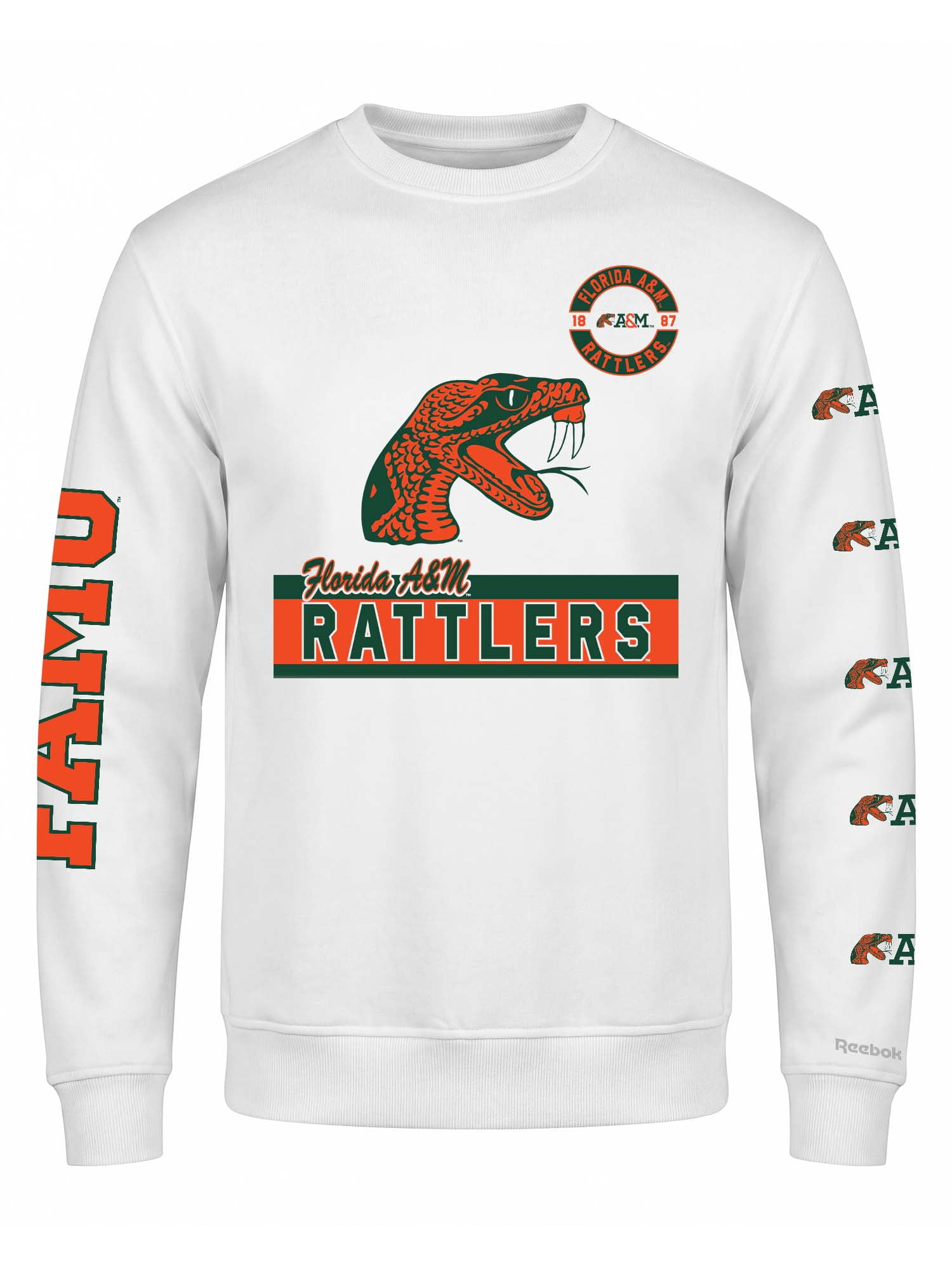 Florida A&M Rattlers Reebok Mens White Crew Sweatshirt