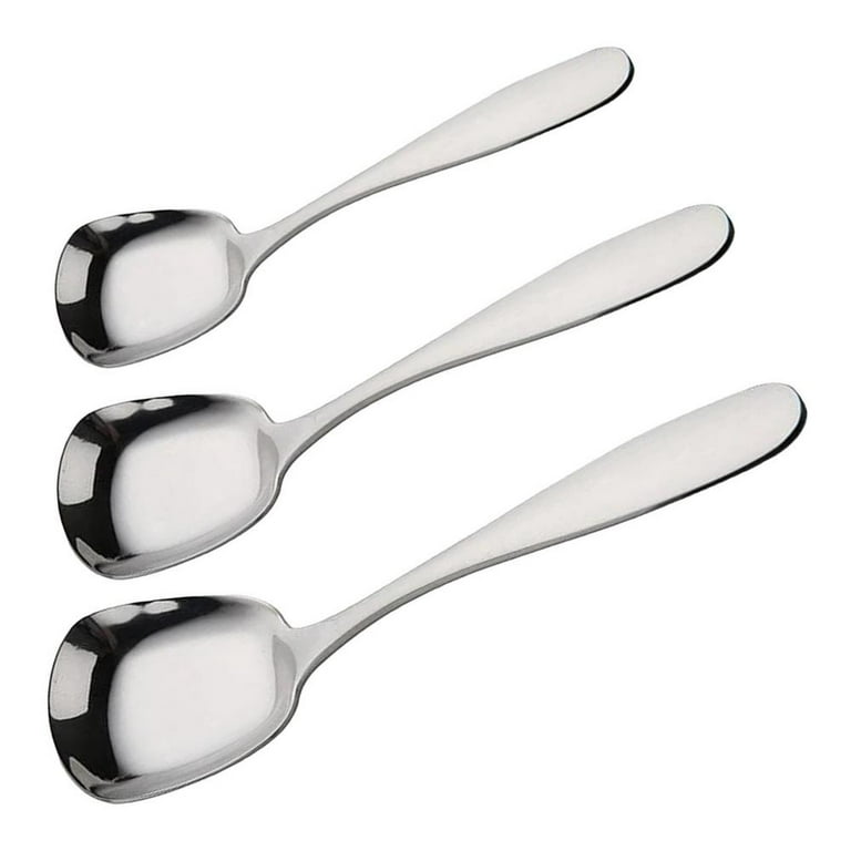 Tohuu Shovel Spoons for Desserts 3pcs/set Stainless Steel Square Head  Spoons Kitchen Silver Flat Spoon for Ice Cream Tea Coffee Mixing Dishwasher  Safe polite 