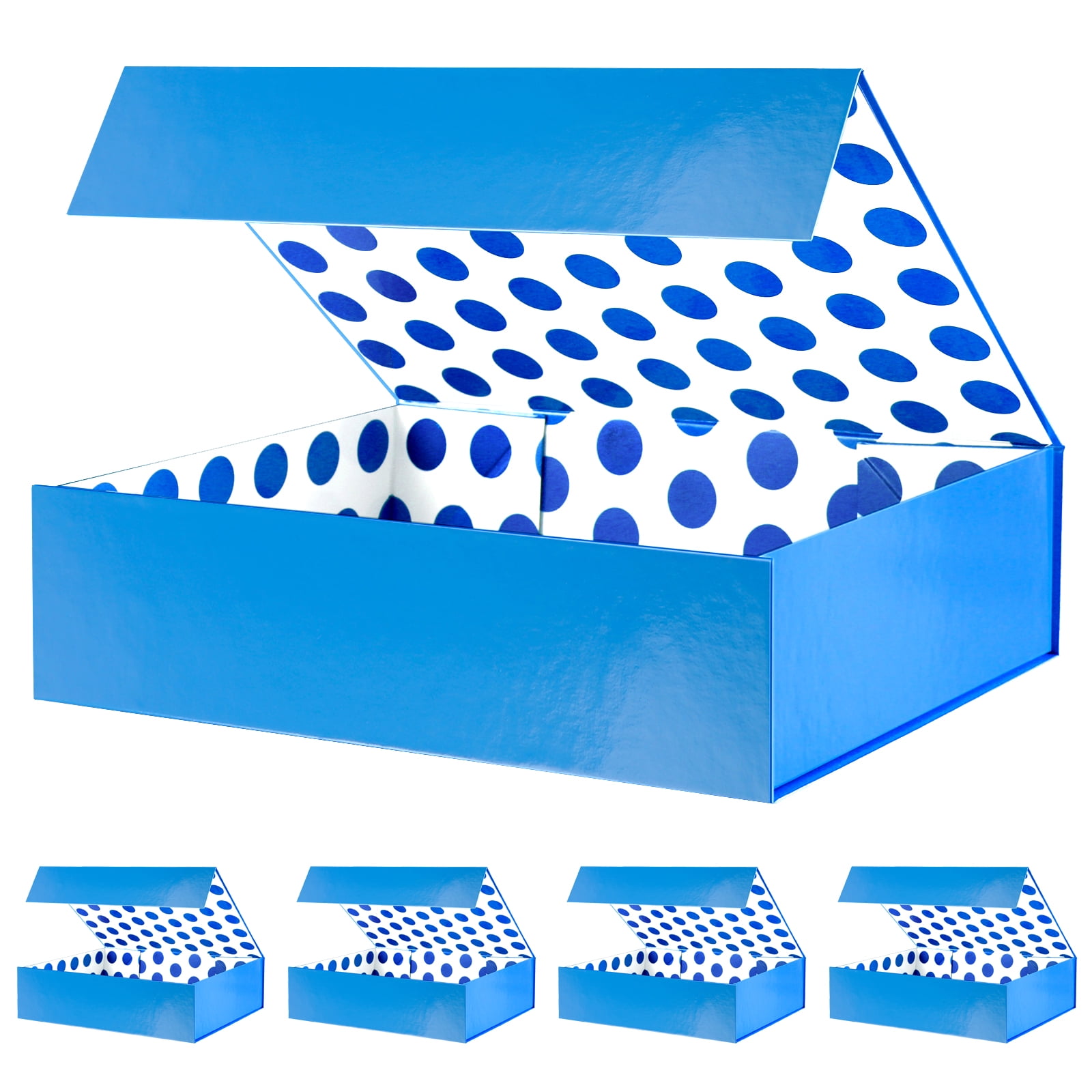 5 Gift Boxes 13x9.7x3.4 Inches, Christmas Large Blue Gift Boxes with Lids, Shirt Gift
