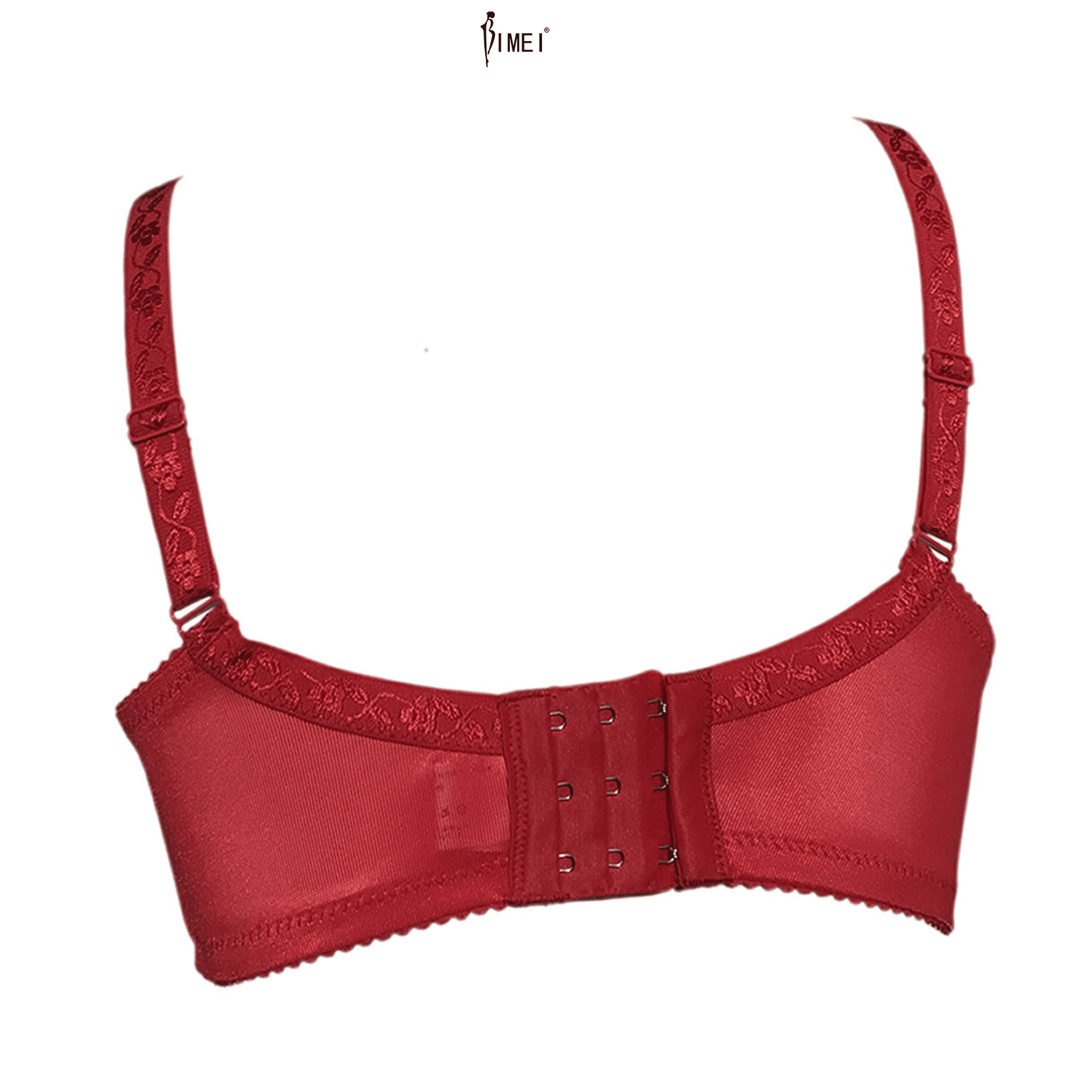 BIMEI Mastectomy Bra with Pockets for Breast Prosthesis Women Wirefree Everyday Bra plus size8103,Red, 48B