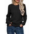 thumbnail image 3 of Women'S Classic-Fit Light Cable Long Sleeve Mockneck Loose Casual Sweater Black XL, 3 of 9