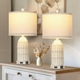 thumbnail image 6 of Farmhouse Table Lamps Set of 2, 3-Way Dimmable Touch Lamp for Bedroom Nightstand with USB A+C Ports & AC Outlet, White Vintage Boho Bedside Lamp for Living Room End Table (Bulbs Included), 6 of 14
