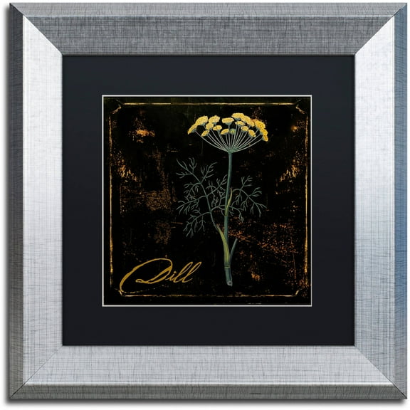 Trademark Fine Art "Black Gold Herbs I" Canvas Art by Color Bakery Black Matte, Silver Frame