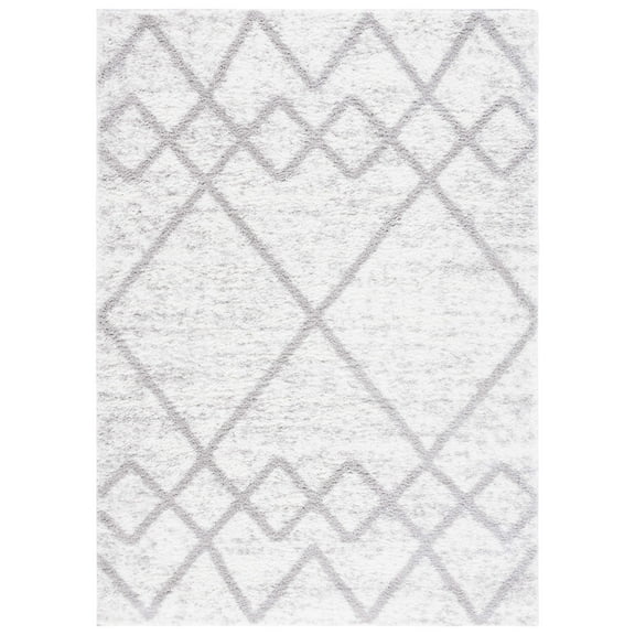 SAFAVIEH Berber Shag Lidija Trellis Area Rug, Grey/Ivory, 7' x 7' Round