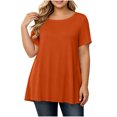 thumbnail image 2 of ClodeEU Plus Size Women's Round Neck Short Sleeve Tunic Top,Casual Loose A Line Flared Hem Solid Swing Blouse ,Women's Plus XXXL, 2 of 6